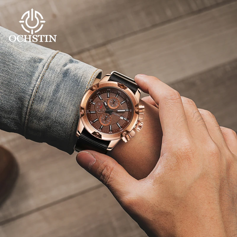 Hot OCHSTIN 2024 Creative Nylon Collection Sports Street Men's Watches Multifunction Quartz Movement Men's Quartz Watches