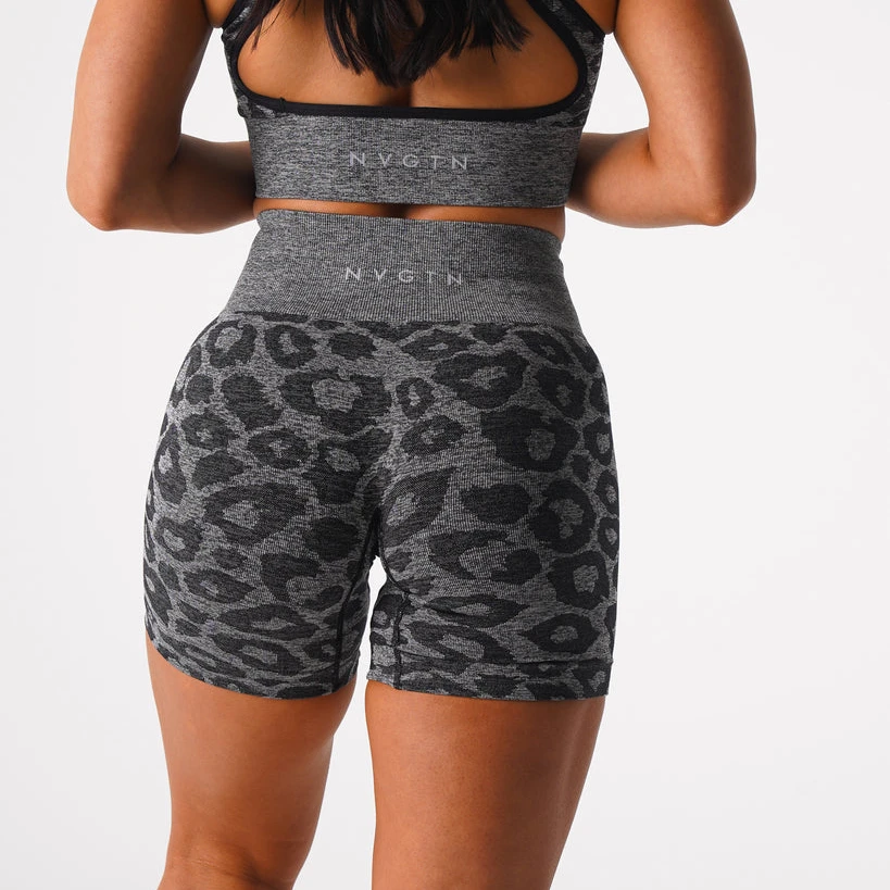 Seamless Shorts Nvgtn Wild Thing Leopard Spandex Women Fitness Elastic Breathable Hip-lifting Leisure Sports Running