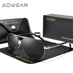 AOWEAR Polarized Classic Pilot Sunglasses - Men's Stylish Brand Design (Pilot)