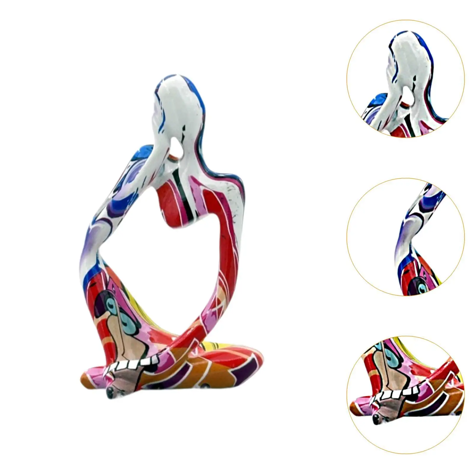 Thinker Resin Statue Figurine Table Centerpiece Desktop Decors Abstract Sculpture for Farmhouse Drawer Office Cabinet Bedroom