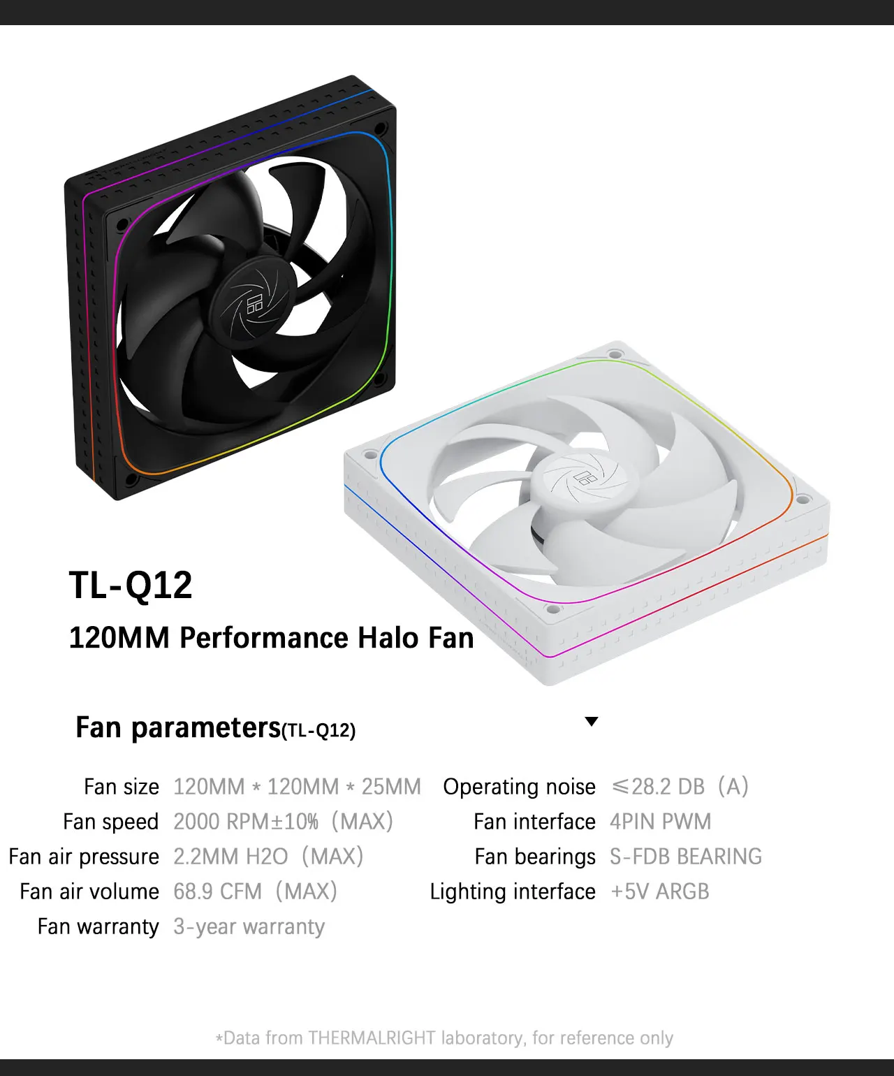 TL-Q12 120MM PWM/ARGB Performance Halo Fan Multi-faceted Minimalistic Lighting E