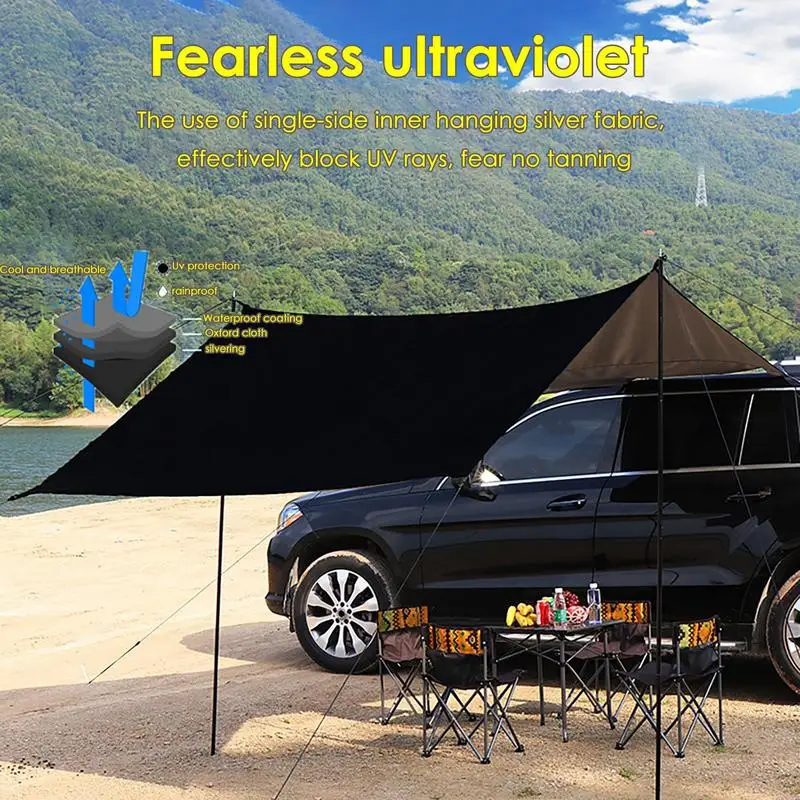 Car Awning Oxford Cloth Car Side Awning Rooftop Camping Sunproof Tent Universal Suv Windproof Camping Gear Tent For