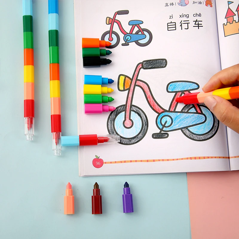 12 Colors Crayon Creative Building Blocks Crayon Cute Kawaii Graffiti Pens For Painting Korean Stationery Supply for Student