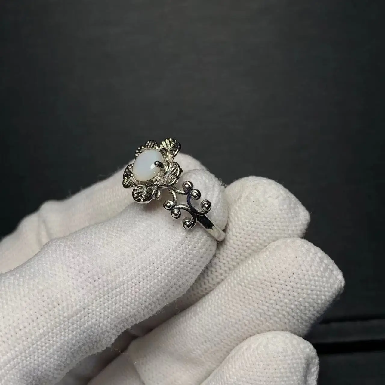 Vintage Natural White shell Ring Stone Female Handmade Rings Jewelry for Women Gift Flower