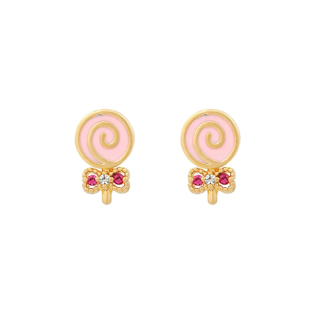 Spiral 18K Yellow Gold Pave Diamond Earrings Studs | Cadar – CADAR