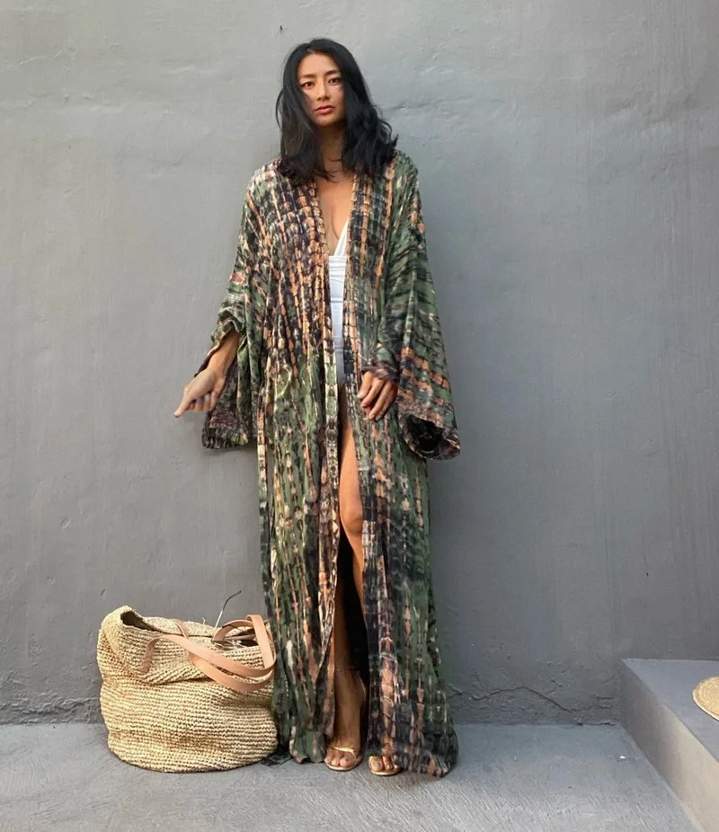 Plus Size Kimono | Beach Robe Bat Shirt Bikini Cover Ups Beachwear Maxi Kimono