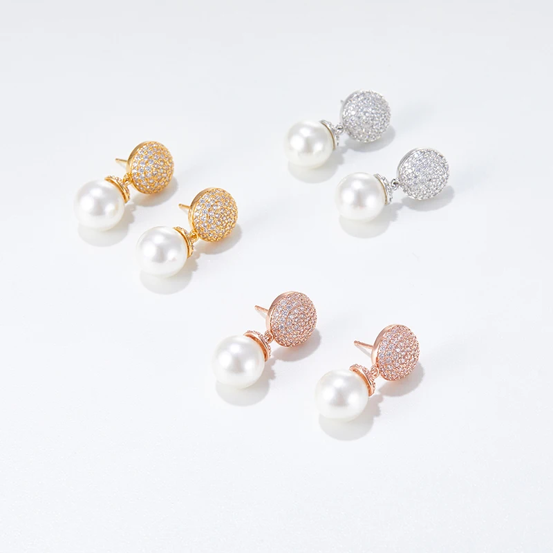 하이 퀄리티 지르콘 상감 귀걸이, 동도금 골드 주얼리, 개성 있는 스타일, 골드, RH, 로즈 컬러 옵션 