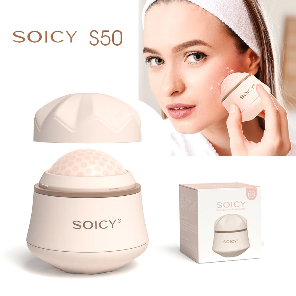 

2023 New SOICY S50 360 Degree Rotate Ice Roller Facial Massage Skin Roller Puffiness Pain Relief Minor Injury Beauty Tools