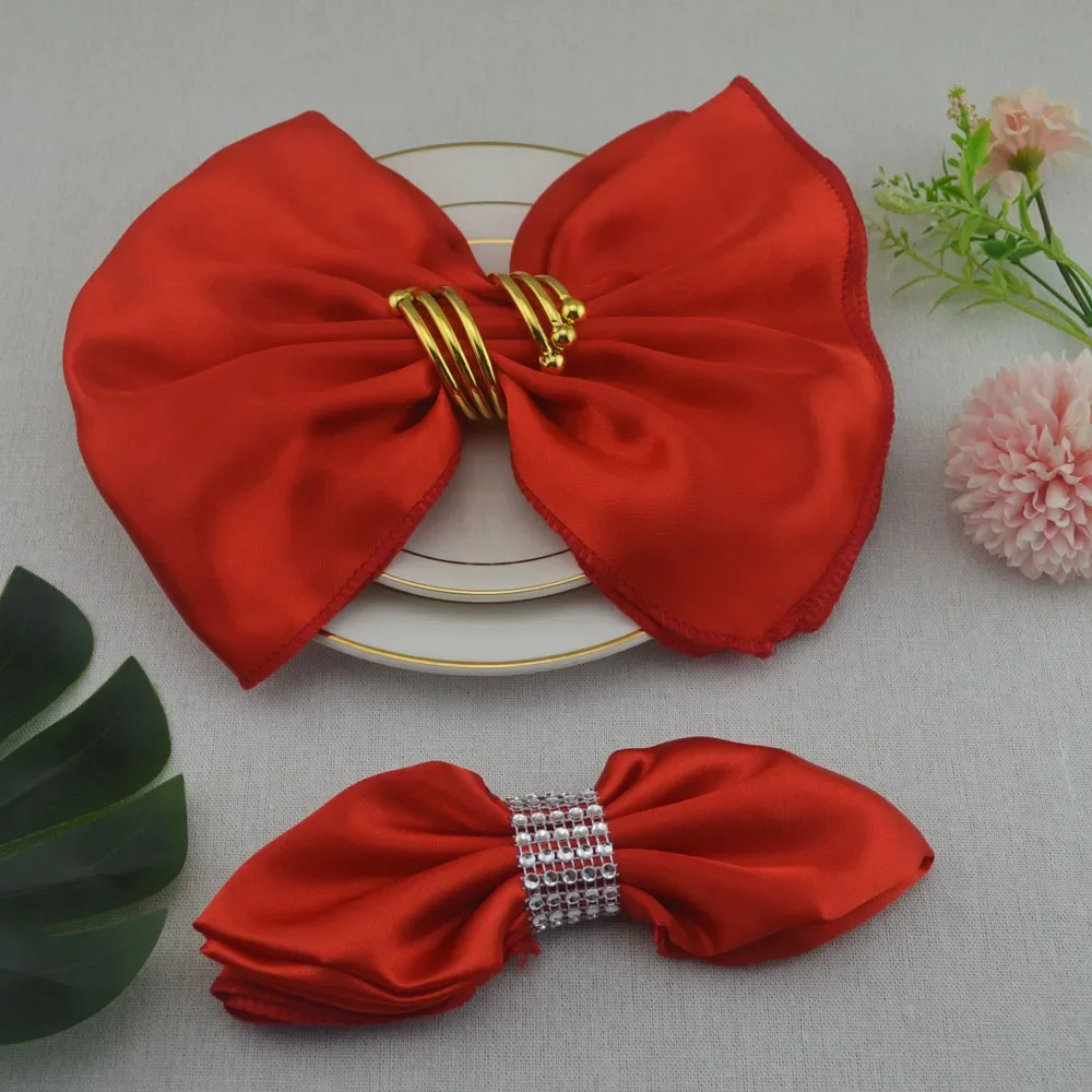 Satin Napkins 50pcs Wedding Table Decoration Restaurant Banquet Hall Cloth Handkercheif Christmas Birthday Party