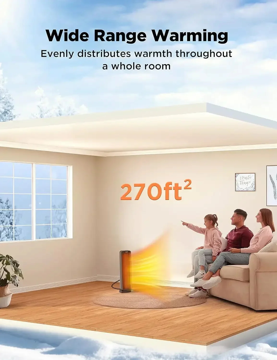 23" Tower Ceramic Heater, Black, New 6