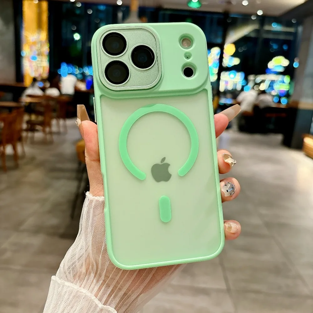 Matte Transparent Shockproof Magnetic Phone Case with Lens Protection