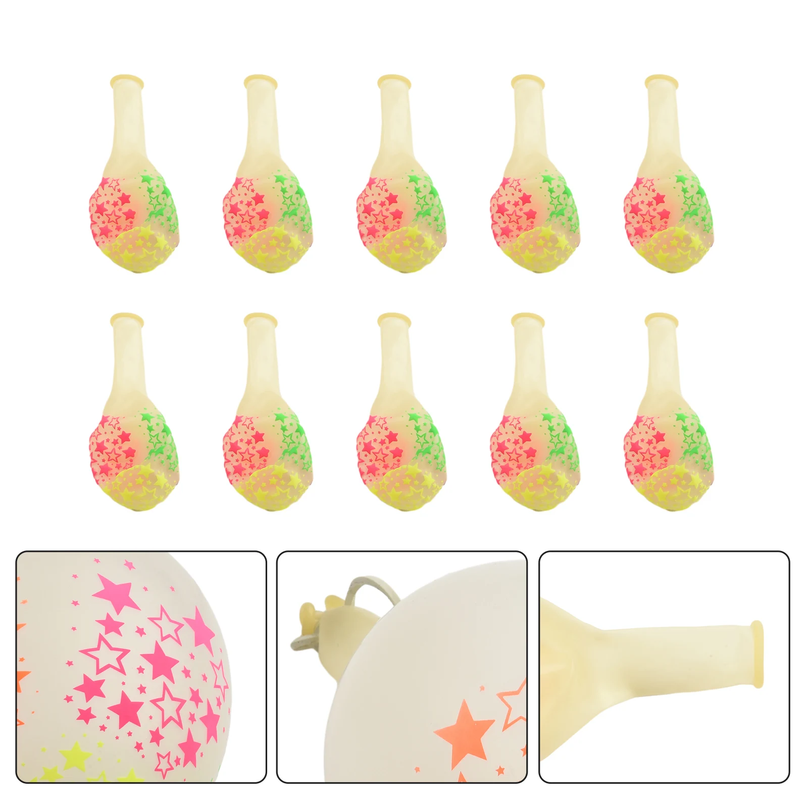 

Brand New Balloons Party Decor Clear Emulsion 10Pcs Blacklight Neon Party Supply Reactive Stars Points 10×， Clear