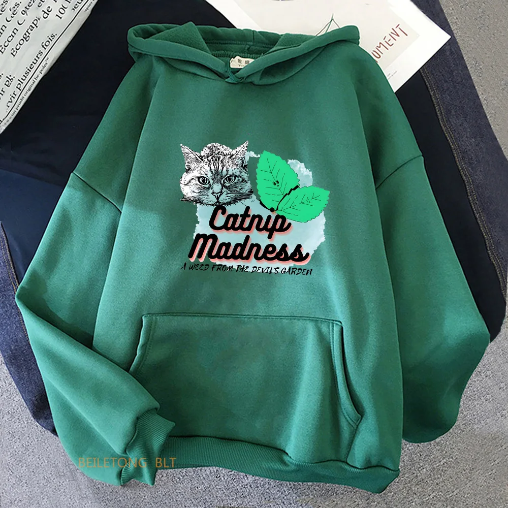 

Catnip Madness Cat Printing Hoodies Jacket Women/Men Clothing Autumn Winter Warm Hooded Sweatshirts Casual Loose Female Pullover