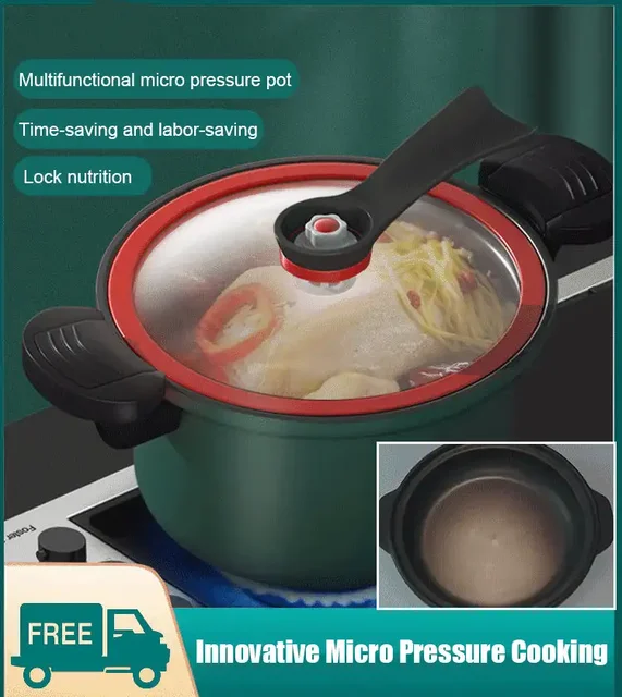 Micro Pressure Pot 3.5L Non stick Pressure Home Cooker Stew Pot Pot and Kitchen and Pot Soup for Cooking purpose Multi 3