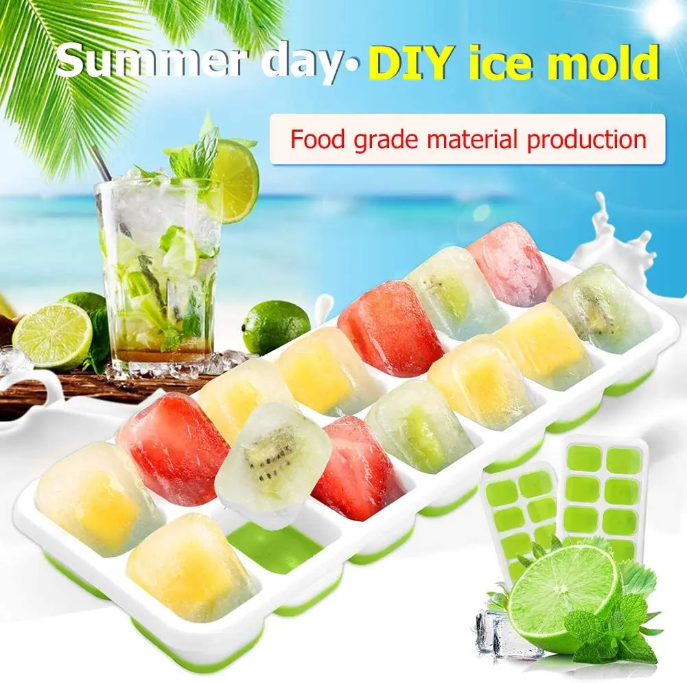 Special Offe JDEFEG Metal Ice Cubes Stones Flexible Ice Tray 4 Ice Molds for Freezer Easy