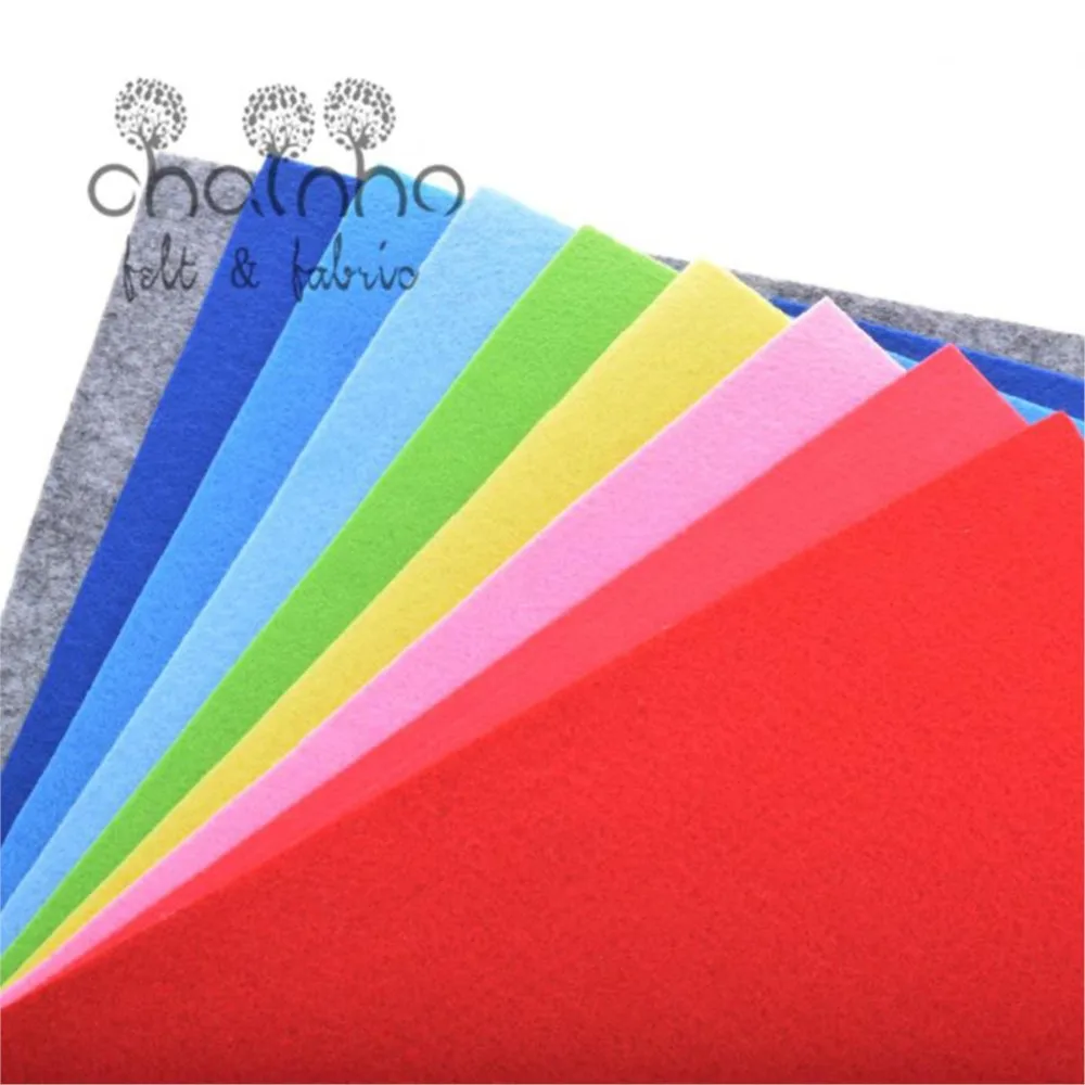 Chainho,Polyester Nonwoven Felt Fabric,Thickness 2mm,DIY Sewing Material Dolls/Toys/Crafts ,Solid Color Series,9 Pieces,30x30cm
