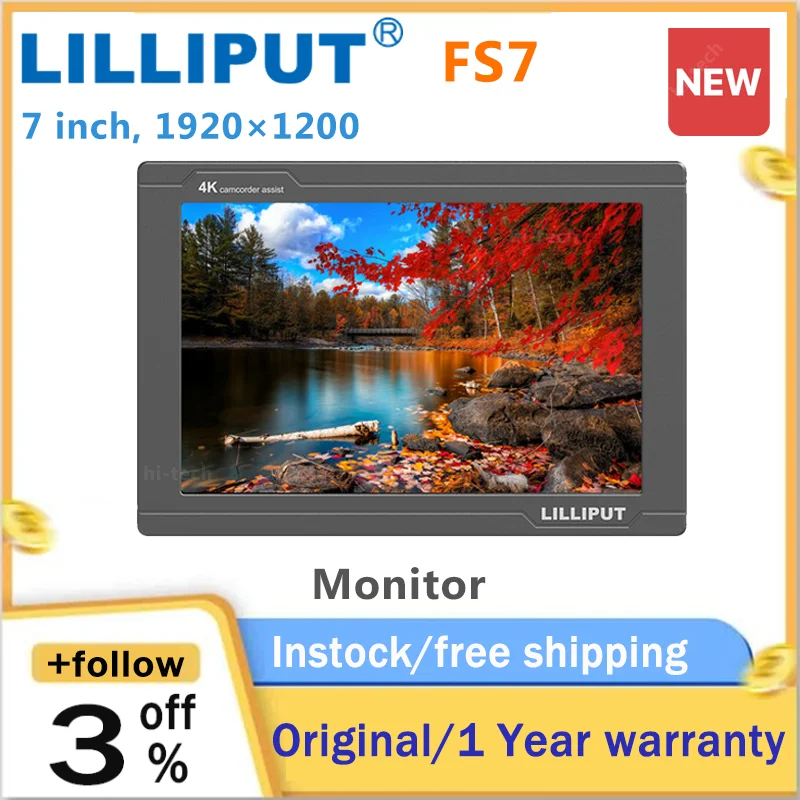 Lilliput A7S 7" 1920x1200 IPS Screen Camera Field Monitor 4K 1