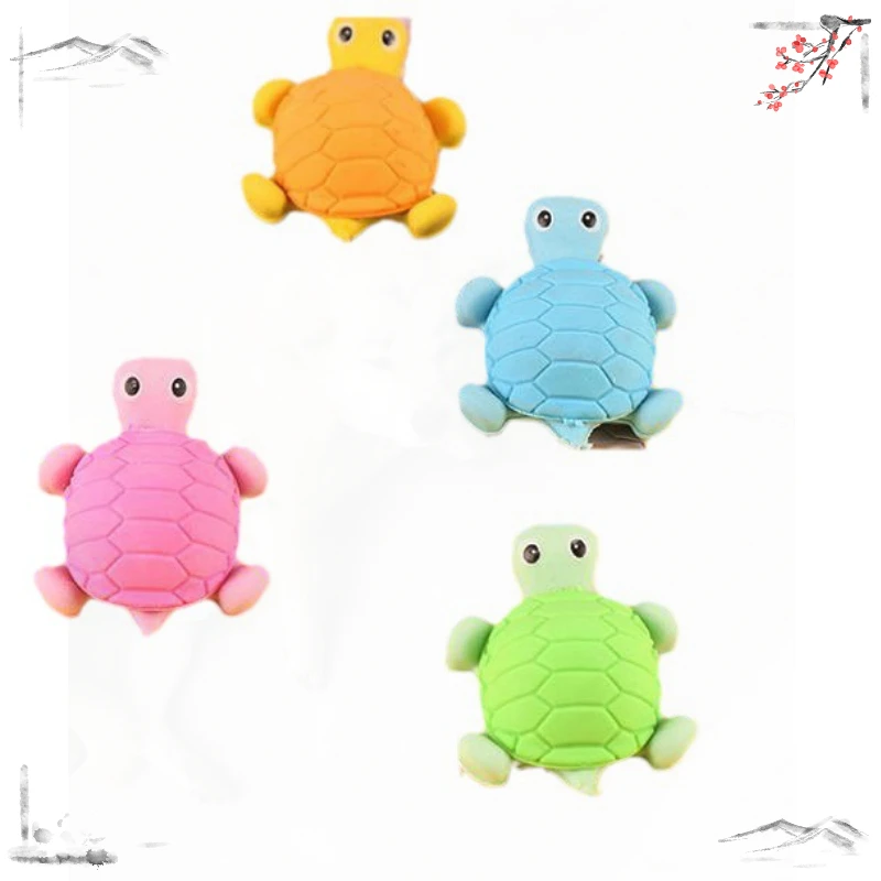 4 Pcs Creative Cartoon Pencil Eraser Turtle Rubber for School Supplies Back To School 3