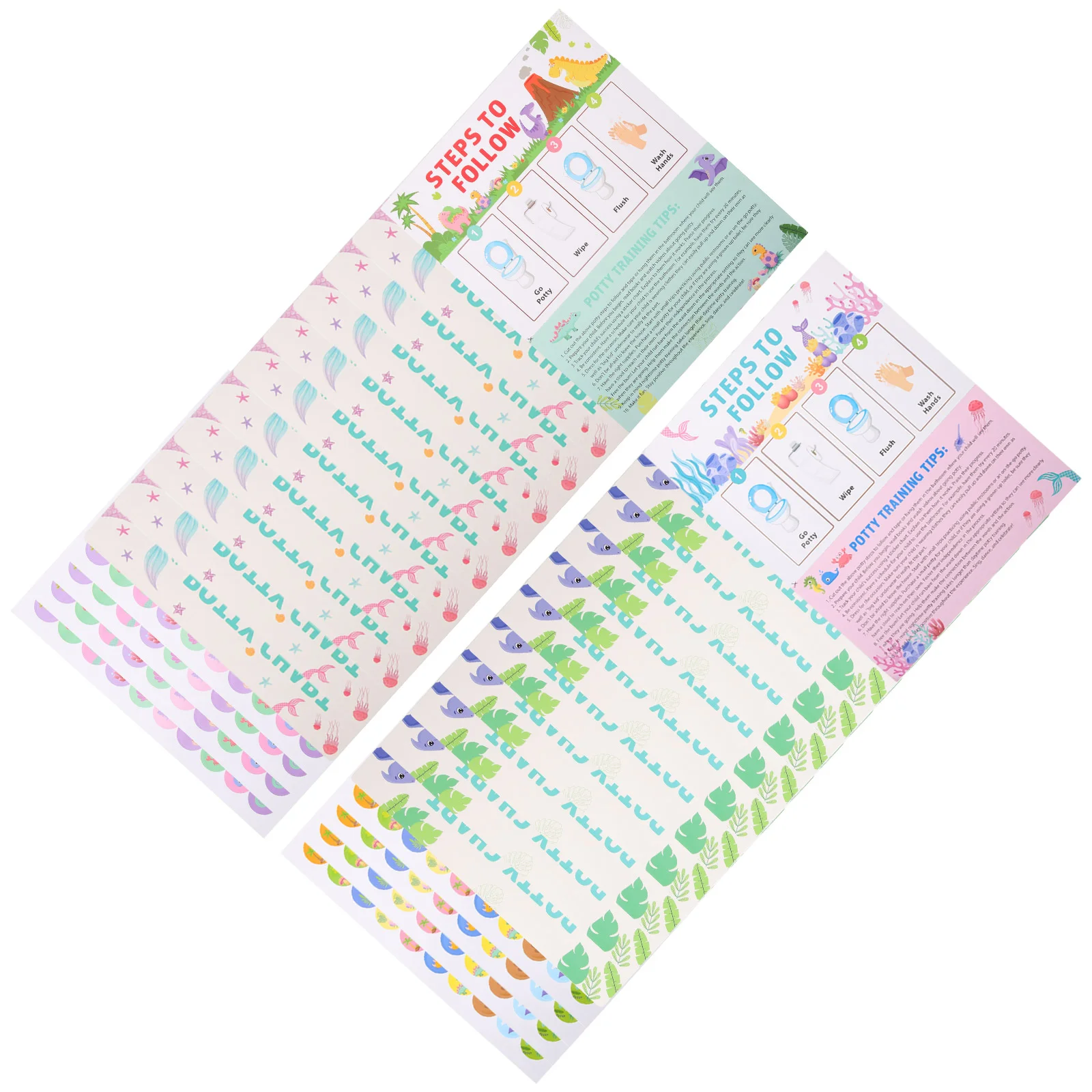 

2 Sets Potty Training Tool Toddler Supplies Decals Applique Paper Kids Sticker Child Stickers