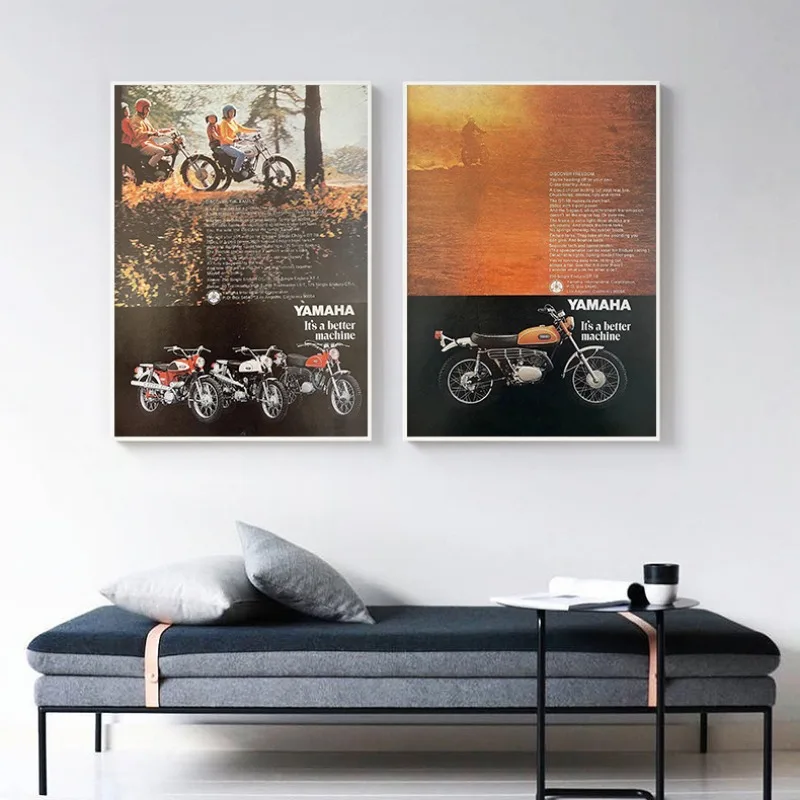 オートバイのレトロなキャンバスのポスター,家の装飾,60年代,70
