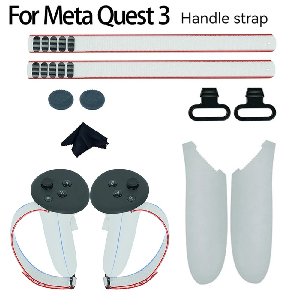

Противоскользящий ремешок с ручкой для Meta Quest 3 VR, удобный регулируемый ремешок, защитный чехол для контроллера, запчасти для VR