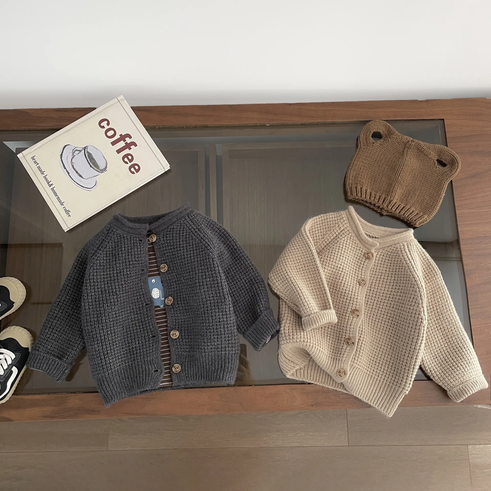 Autumn New Baby Long Sleeve Sweater Coat Solid Infant Girl Knitted Cardigan Cotton Boys Warm Jacket Toddler Casual Knitwear