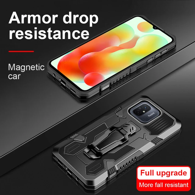 Funda de teléfono con soporte magnético para coche, carcasa protectora de  armadura para Xiaomi Redmi12C Readmi 12 C C12 4G, con Clip trasero -  AliExpress