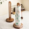 Solid Wood Paper Towel Holder Kitchen Punch-Roll Paper Storage Rack Lazy Rag Plastic Wrap Bag Storage Rack Kitchen Accessories 2