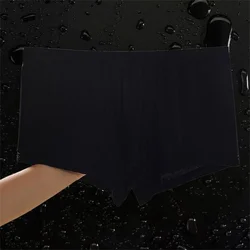Ultra Thin Seamless Ice Silk Men's Boxers - Semi - Transparent and Sexy Trunk Shorts, Plus Size - XXL (Black)