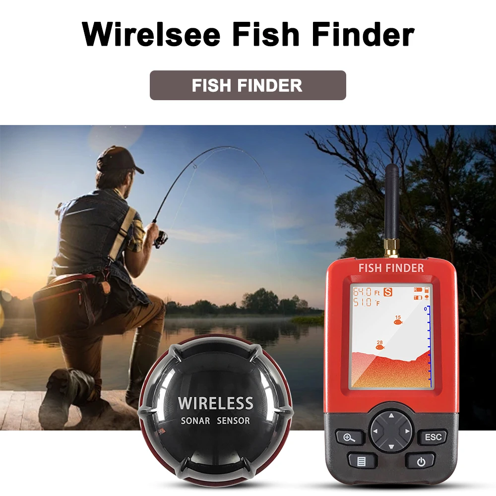 Description Picture 6 of itemSmart Portable Sonar Fish Finder Boat Depth Fishing Fish Finders Waterproof Handheld Wireless Fishing Finder Kayak Transducer De