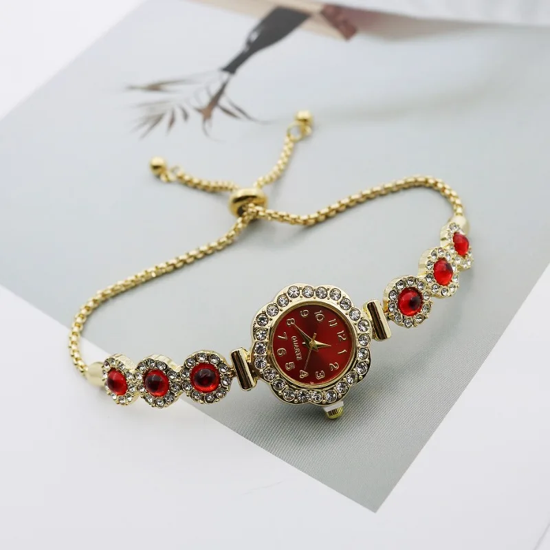 High Quality Women's Watch Fashion Flower Shape Women's Adjustable Strap Gold Ladies Bracelet Quartz Wristwatches