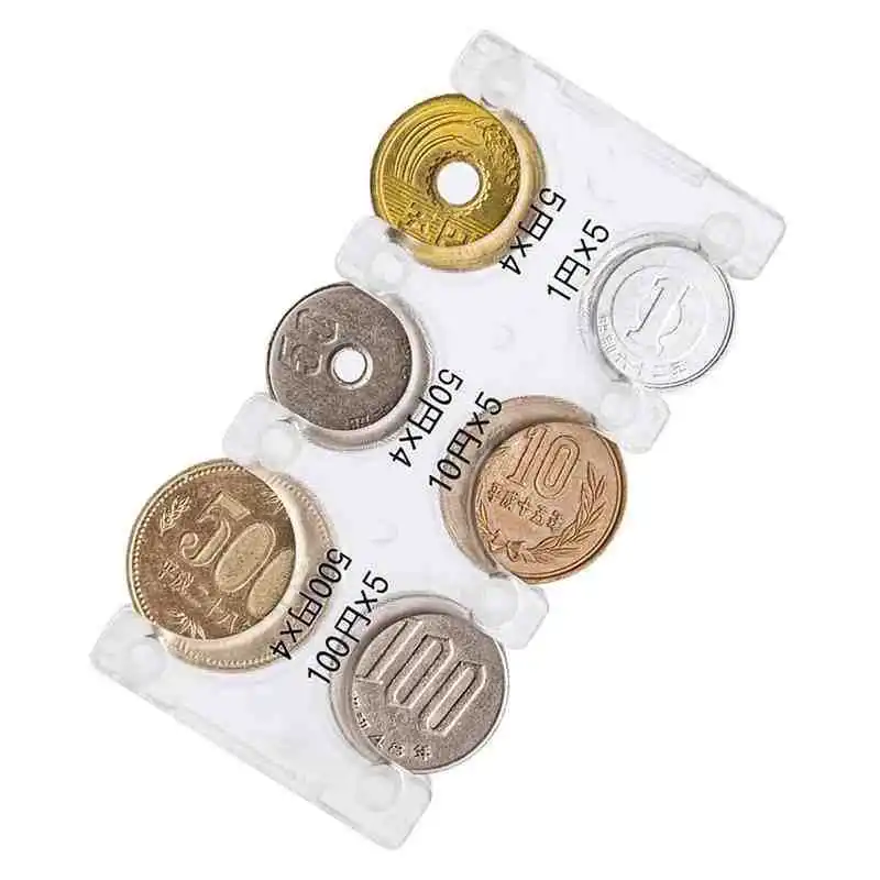 Mini Portable Coin Organizer Plastic Coin Holder Multi-Slot Japanese & Korean Currency Storage Money Management