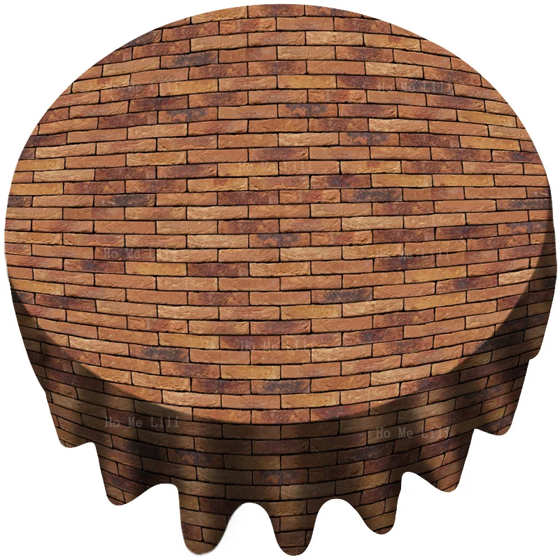 

Old Red Brick Wall Rustic Texture Design Vertical Background Round Tablecloth By Ho Me Lili For Tabletop Decor