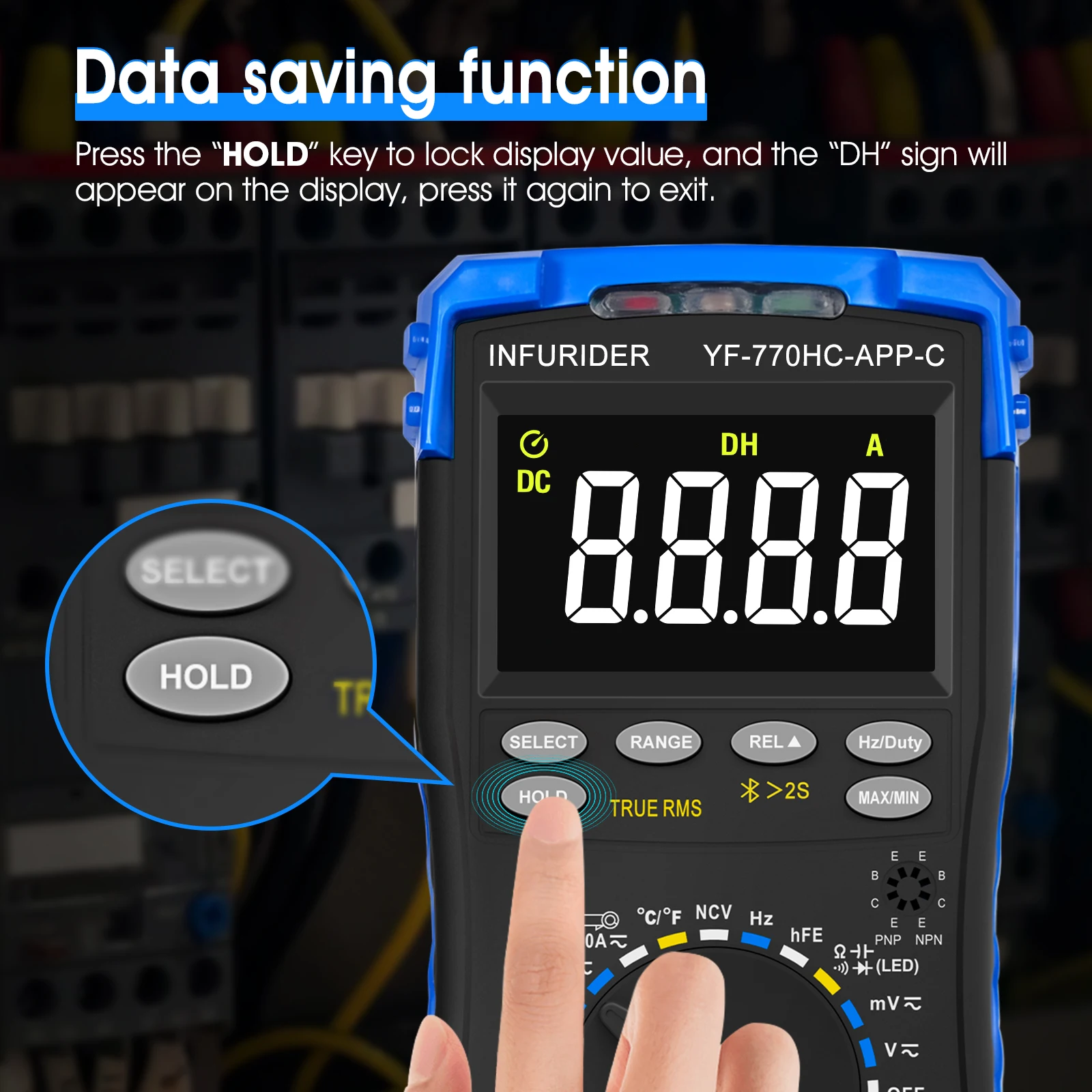 Digital Multimeter Multimeter Tester Digital Multimeter AC/DC Voltage Current Tester with Color LCD & Bluetooth Multifunctional Voltmeter Ammeter for Electricians