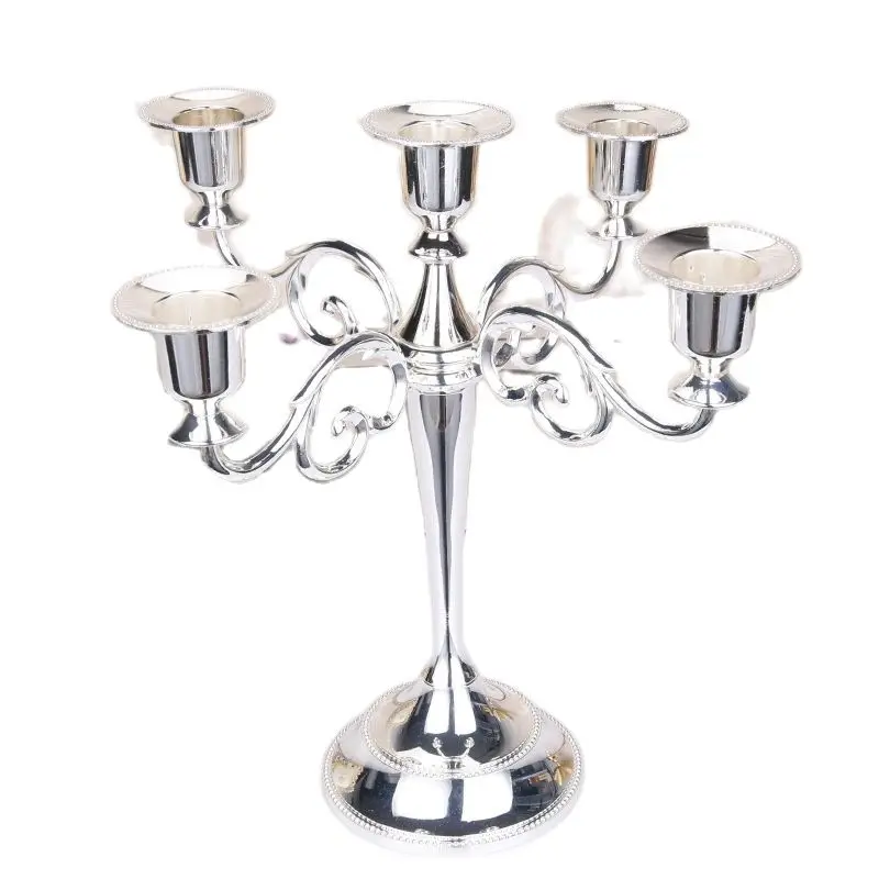 

Хит продаж, металлические серебряные/Золотые/бронзовые/черные подсвечники с 5 ручками, металлические подсвечники, зеркальный канделябр