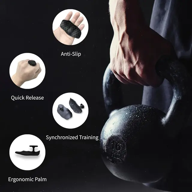 Anti-Slip Workout Grips Gym Grips Weight Lifting Grips Pads for Men Women Deadlift Fitness Training and Exercise 2