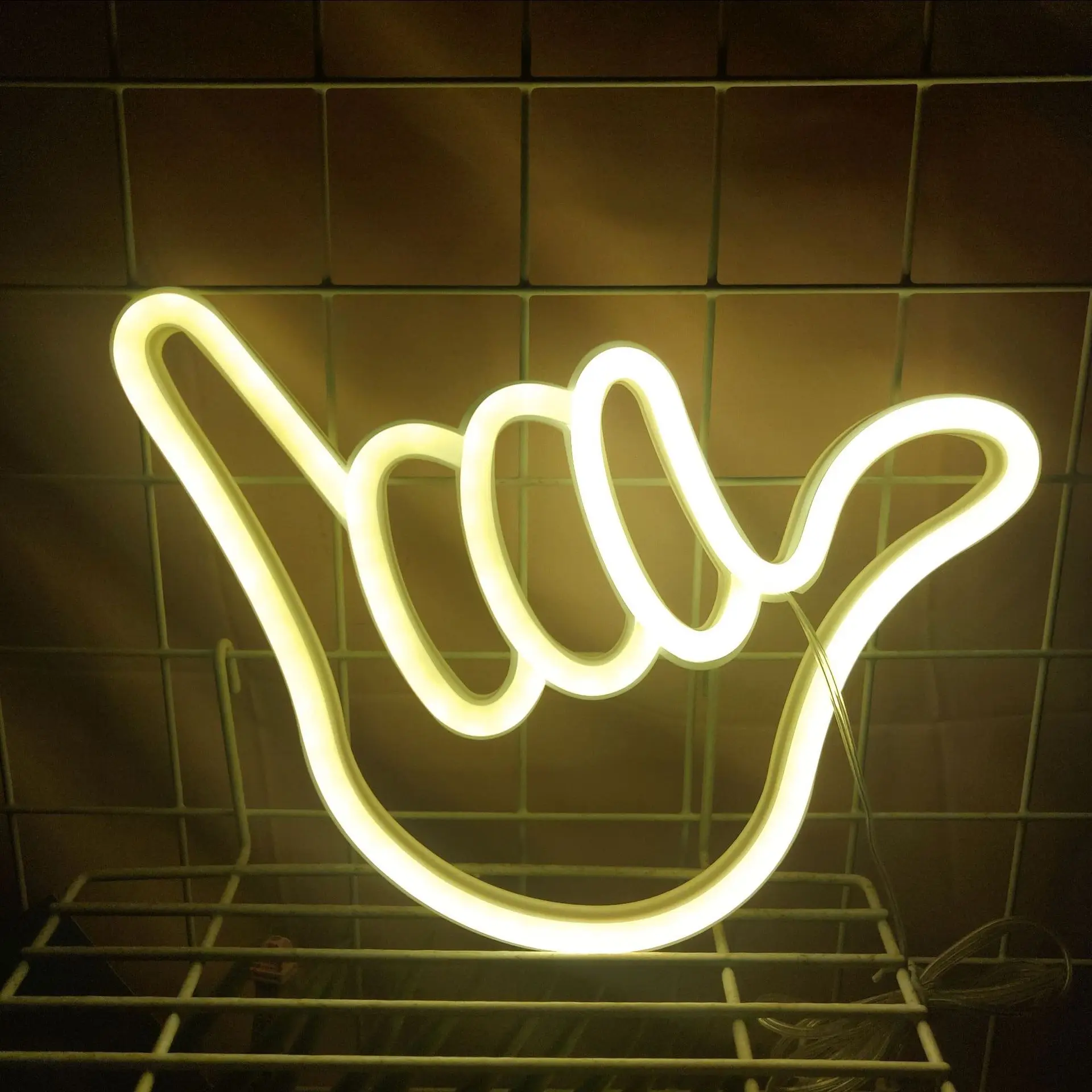 LED 네온 I Love You Peace 제스처 손가락 네온 사인, 야간 조명, 3D 벽 아트 및 게임 룸, 침실 거실 장식 램프 사인