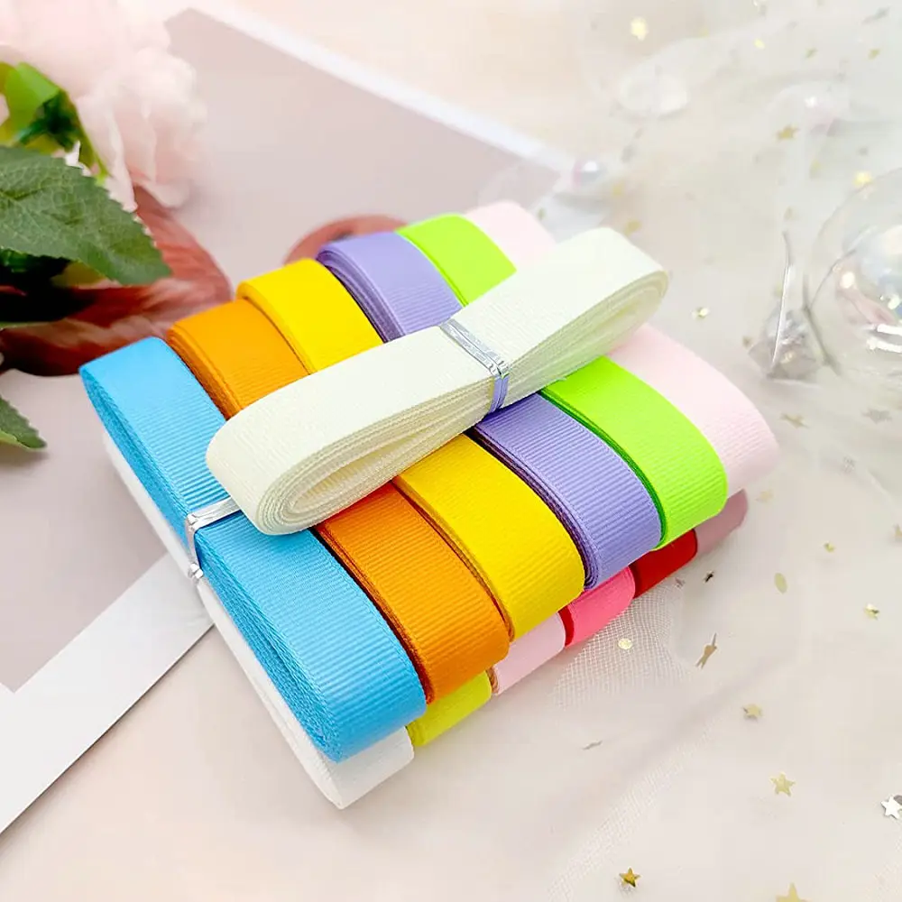 Grosgrain Ribbon 10 Meters Grosgrain Ribbon Solid Fabric Gift Wrapping Wedding Bows Decoration Hair Sewing Supplies DIY Crafts Accessories