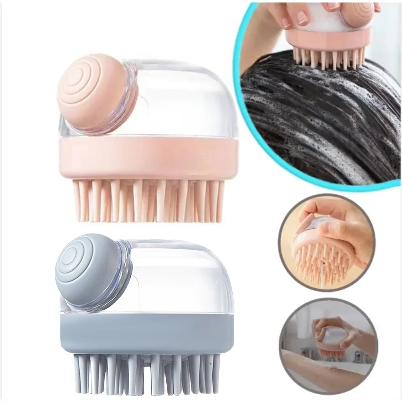 Body Scalp Massage Brush Silicone Shampoo Brush Hair Wash Comb Adding Liquid Shampoo Brush Silicon Body Scrubber Massage Brush
