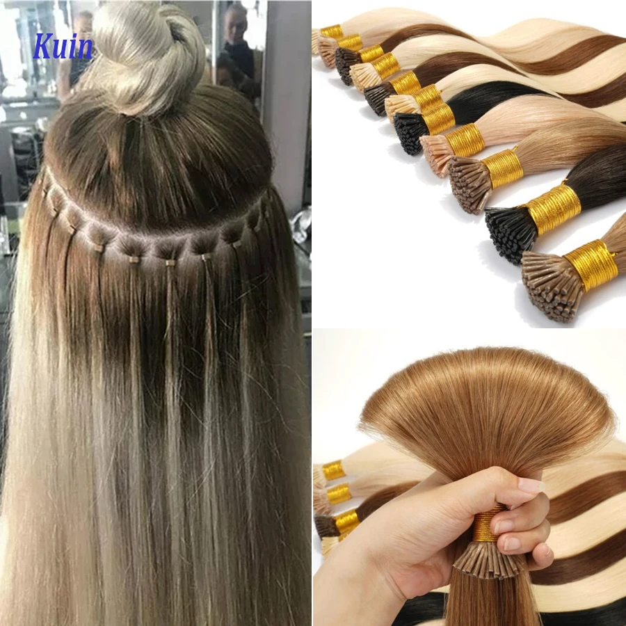 Hair extensions Straight i Tip Human Hair Extensions 0.8g/ 1g/Strand 50Stand Brazilian Remy Extensions Pure Color
