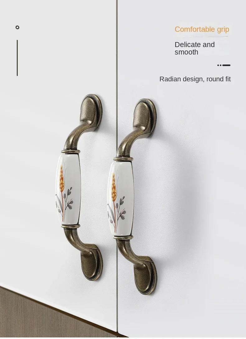 Description Picture 5 of itemVintage Bronze Ceramic Cabinet Handles Wardrobes Door Pulls European Style Kitchen Handle Drawer Knobs Furniture Handle