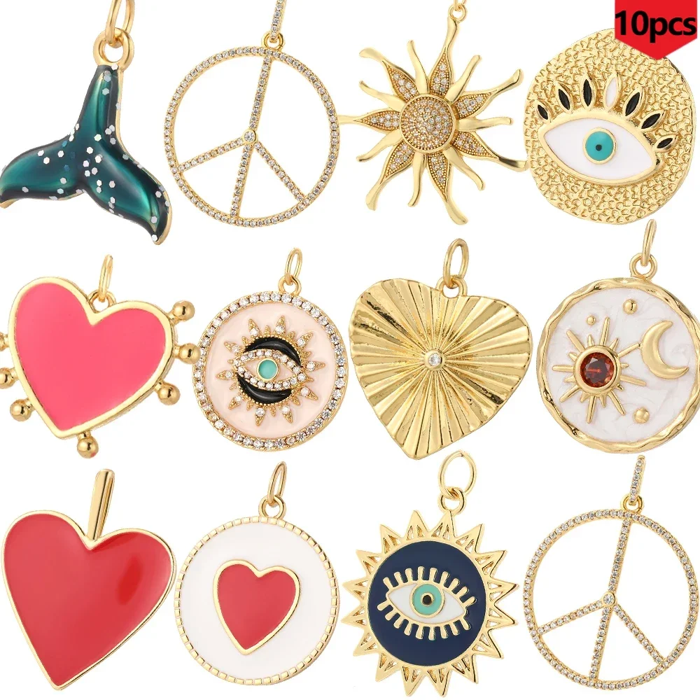 10 teile/los Nette Shell Herz Charms für Schmuck Machen Liefert Elefant Dijes DIY Ohrringe Armbänder Halskette Gold Farbe Harz