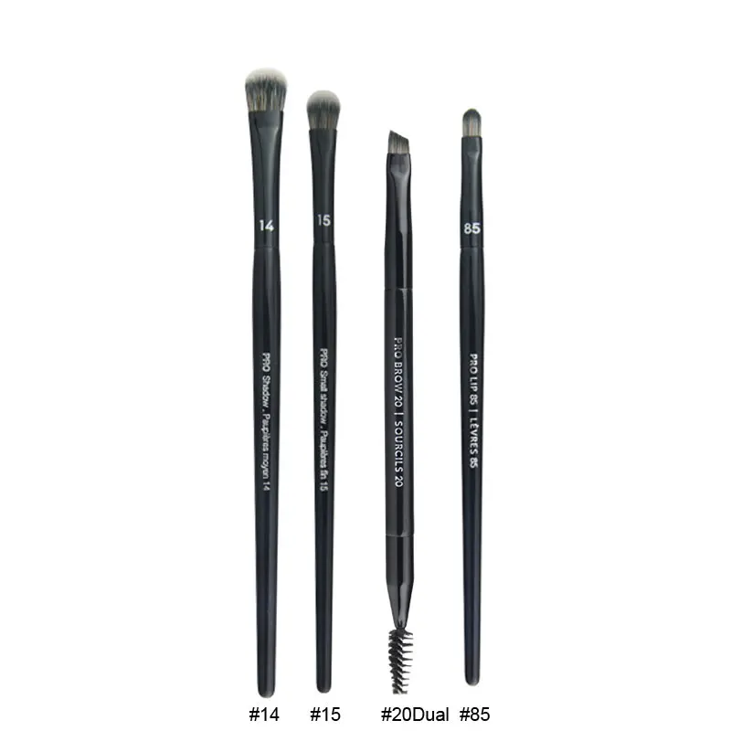 4pcs/set Black Pro shadow Makeup brushes set Eye Contour Make up brush kit shadow crease highlight eyelash roller brow tools