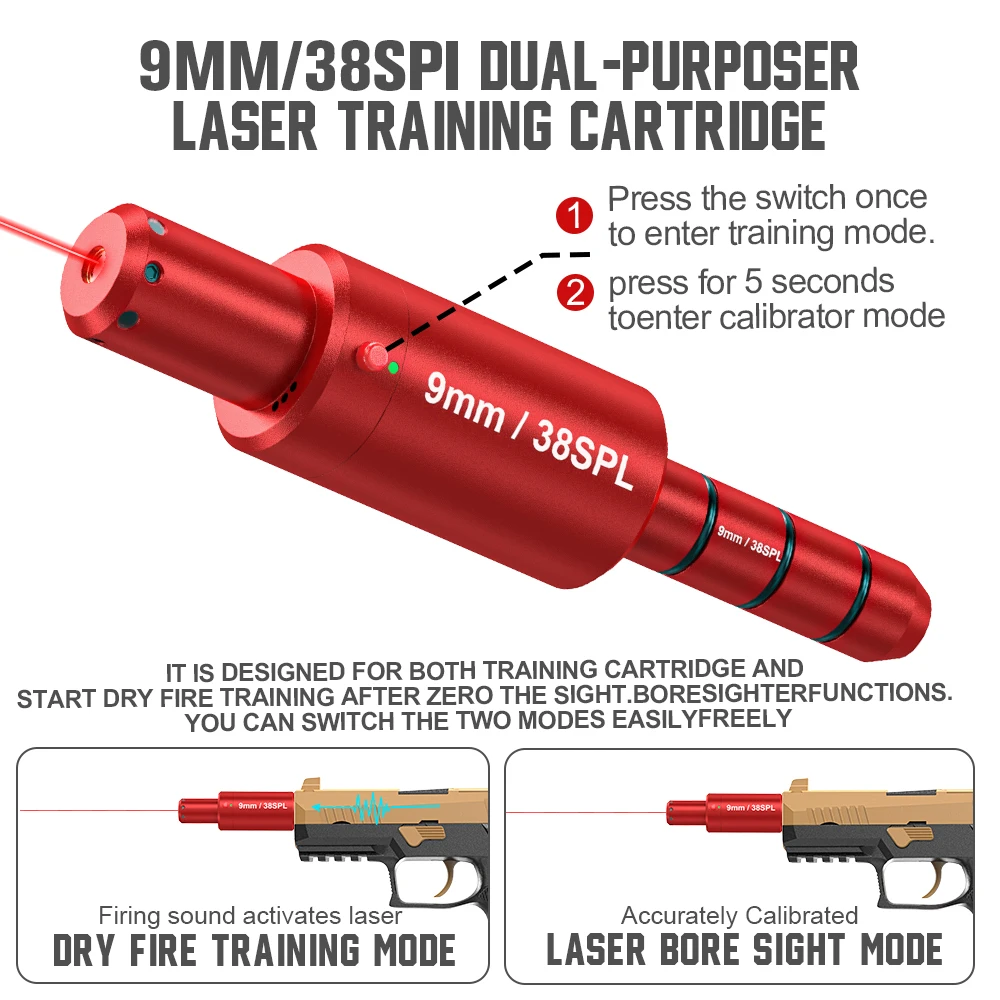 9MM/38SPL dual-purpose magnetic suction laser training bullet red dot laser training bullet dry powder bullet laser training bullet