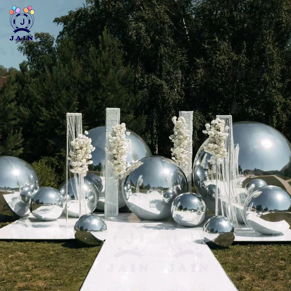 Large Sealed Colorful Sphere Inflatable Mirror Ball, Silver Hanging Reflective Mirror Balloon, Wedding Event Decor