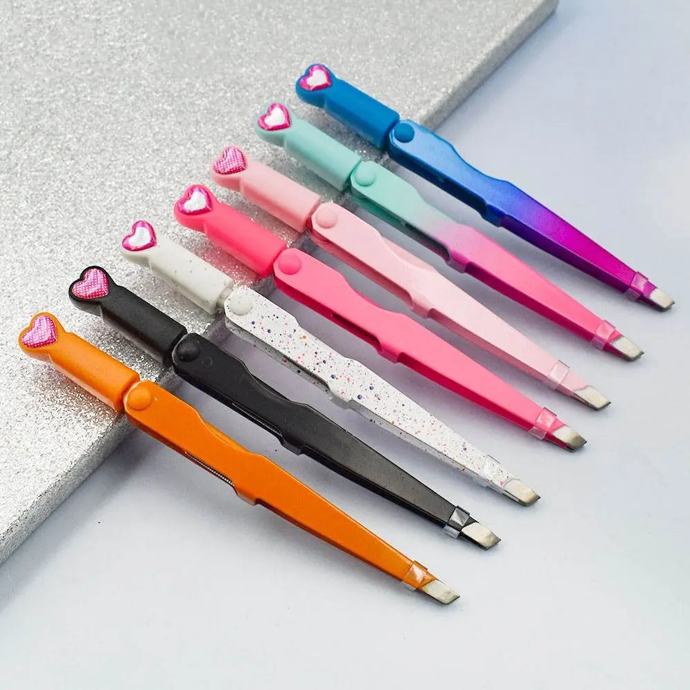 

Stainless 3 in 1 Eyebrow Clip High-precision Multi Functional Eyelash Grafting Tweezers with Brush Colorful