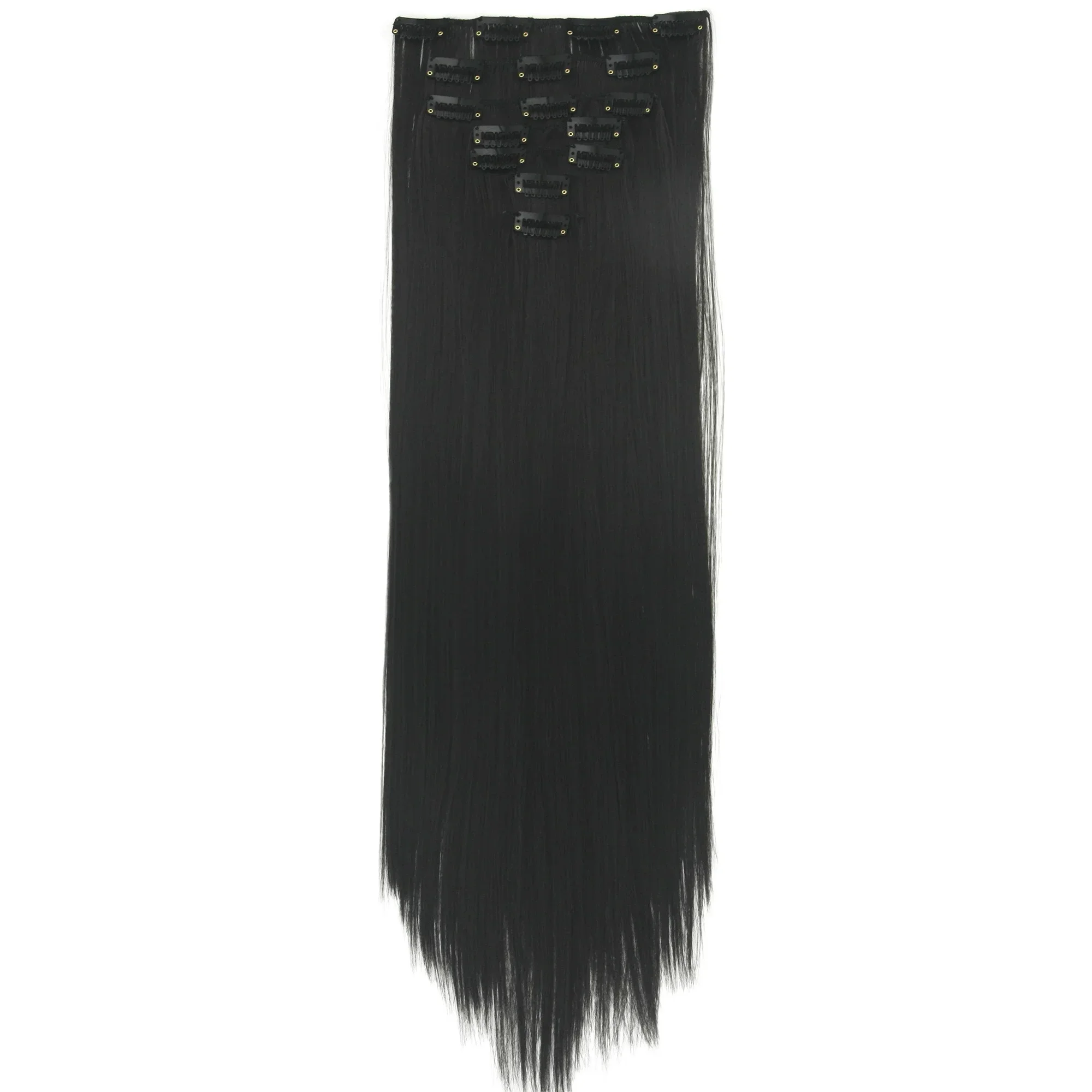 女性用人工毛エクステンション,長くてまっすぐな髪,灰色,ヘアピース