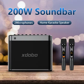 200W Deep Bass XDOBO Speaker Subwoofer Soundbar With 2Microphones Home Karaoke Smart TV Outdoor Camping Party Live Stage Speaker