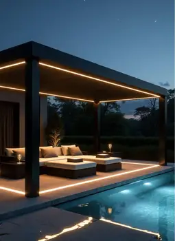 Motorized Pergola Aluminum Bioclimatic Gazebo with LED Lights 1