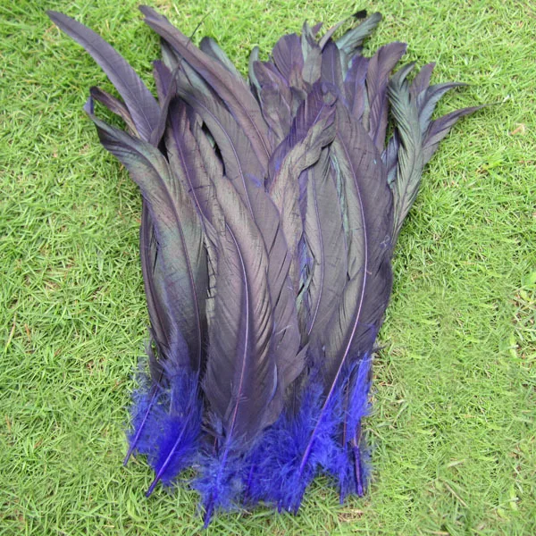 

Blue Feather! 50pcs/Lot Half Bronze Rooster Coque Tails Feather Dyed Royal Blue 10-12" 25-30cm Long,Feathers Decoration